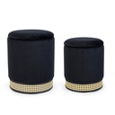 Set 2 pouf contenitore  tessuto nero Milena - Samnite