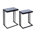 Set 2 tavolini NEAPOLIS in acciaio con piano in mdf decorato con stampa 62.5h 56h cm - Samnite