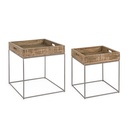 Set 2 tavolino in legno stile industriale - Samnite