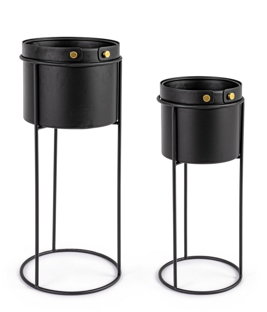 Set 2 vasi per pianta acciaio nero Zeina - Samnite