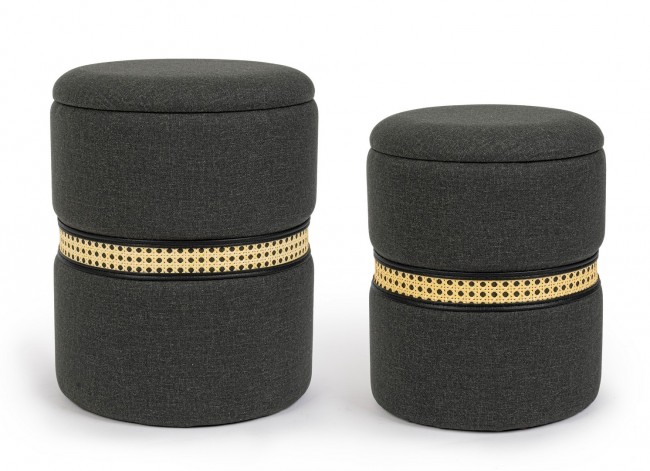 Set2 Pouf Contenitore Karina Carbon - Samnite