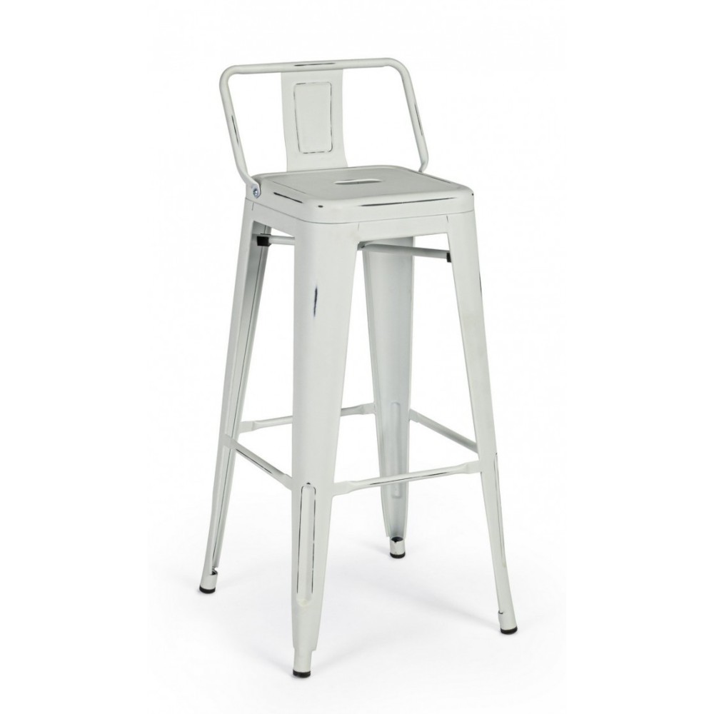 Sgabello alto bar in acciaio NEW JERSEY  bianco antico 94h cm - Samnite