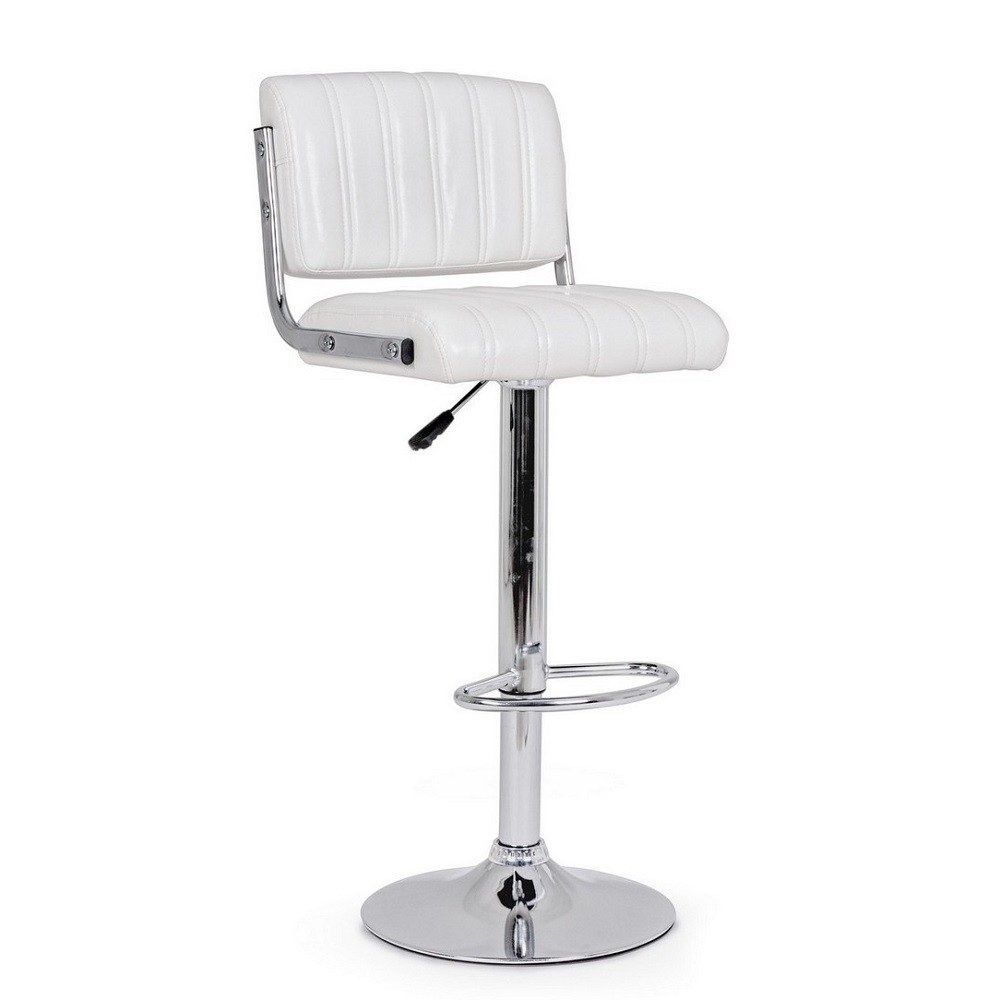 Sgabello bar acciaio ecopelle bianco Barclay cm 46 x 51,5 x 88,5 - Samnite