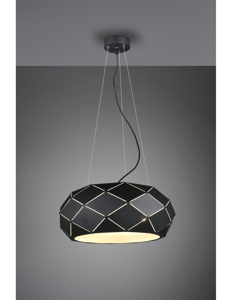 Sospensione 3xE27 Zandor Nero Ø50 cm Trio Lighting - Samnite