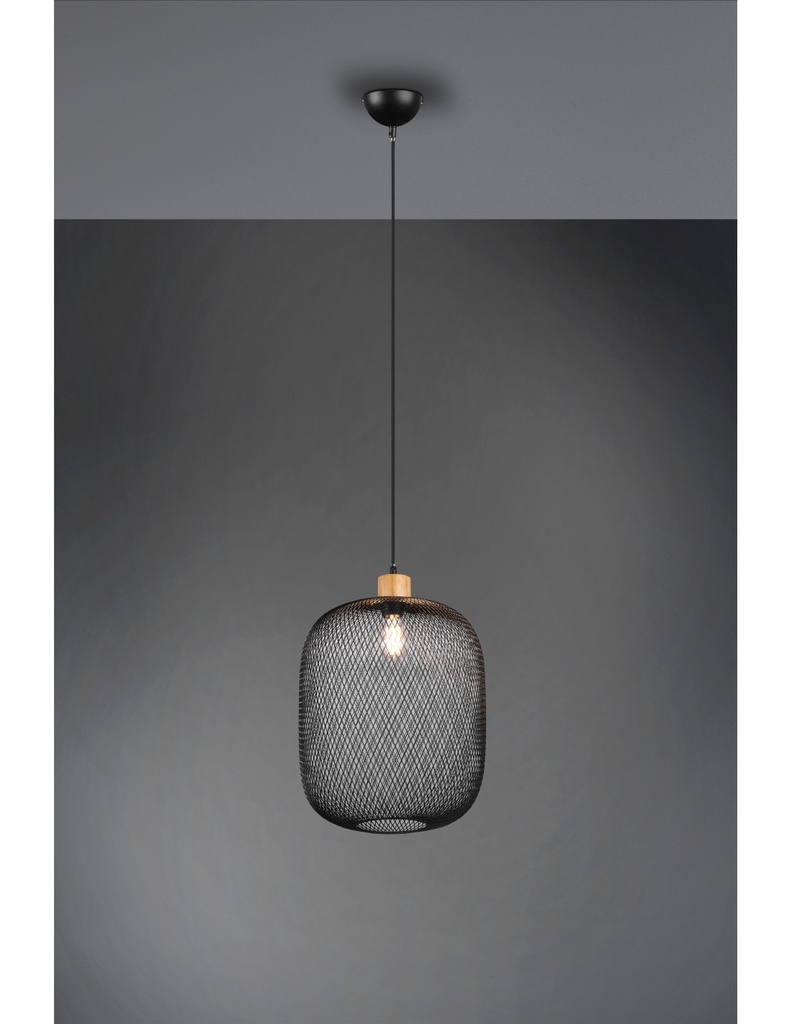 Sospensione Calimero 1xE27 Rete Metallo Nero Ø33 cm Trio Lighting - Samnite