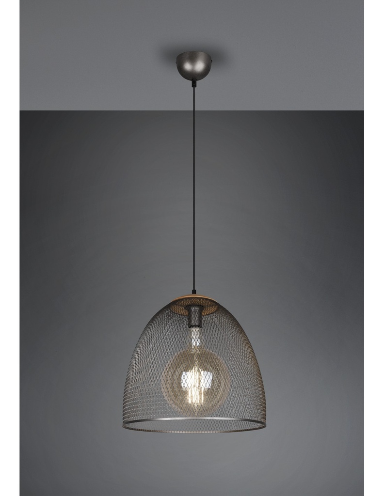 Sospensione Ivar Nichel Antico Diffusore A Parabola Con Rete Ø40 cm Trio Lighting - Samnite