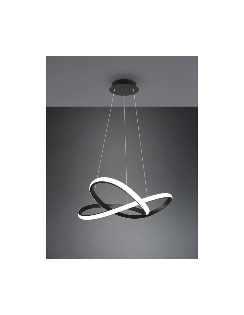 Sospensione Moderna Course Nera Led Dimmer 27W Ø60 cm Trio Lighting - Samnite