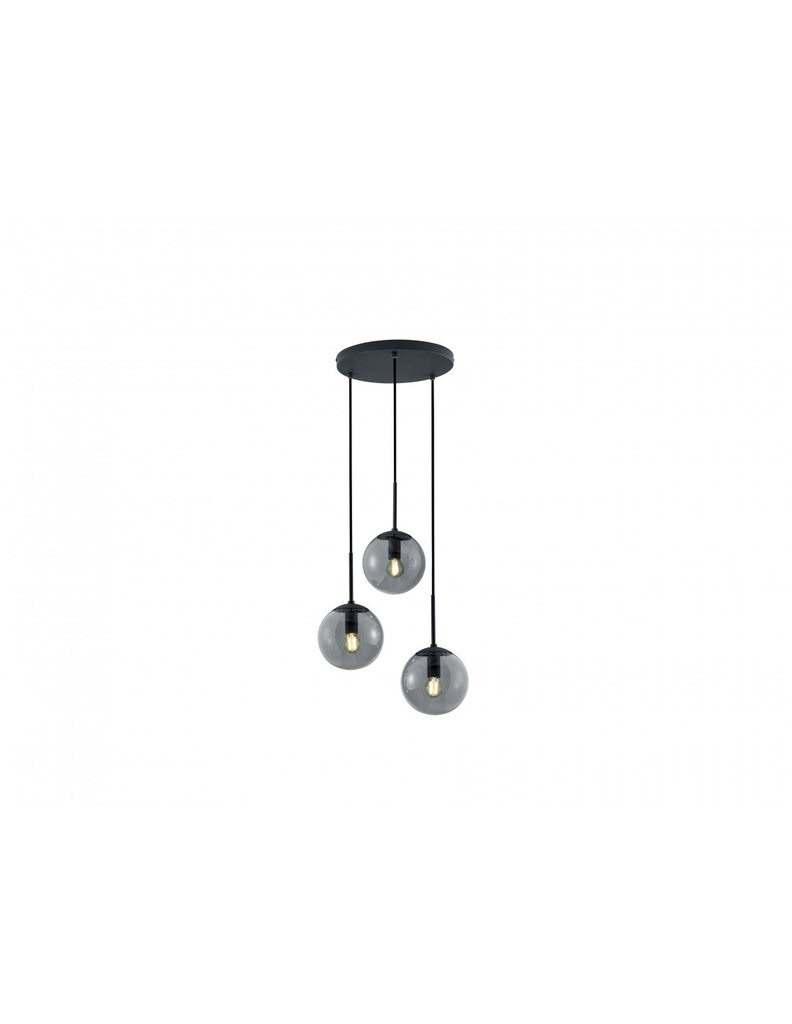 Sospensione Moderna Rotonda 3 Luci Sfere Vetro Fumé Balini Trio Lighting - Samnite