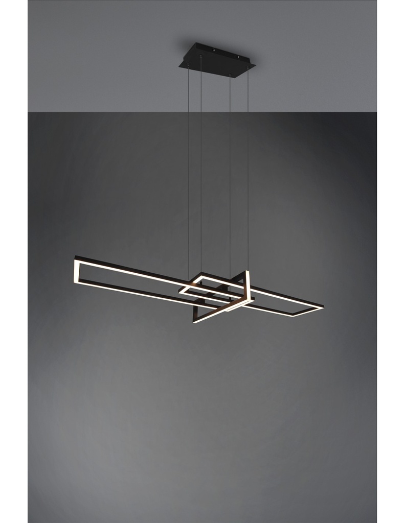 Sospensione Salinas 3 Rettangoli Led 34w Nero L110 cm Dimmerabile Trio Lighting - Samnite