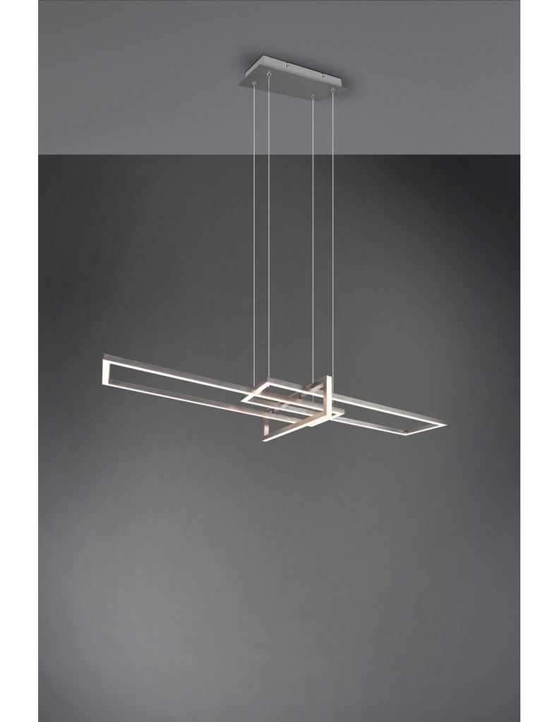 Sospensione Salinas 3 Rettangoli Led 34w Nichel L110 cm Dimmerabile Trio Lighting - Samnite