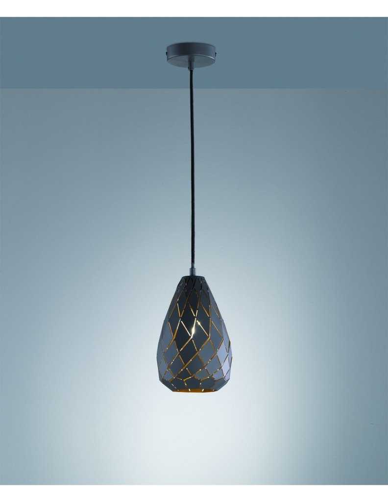 Sospensione Singola Onyx Antracite con Tagli Laser Trio Lighting - Samnite