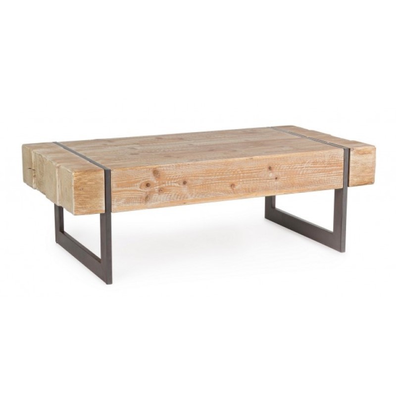 Tavolino industriale Garrett con piano in legno - Samnite