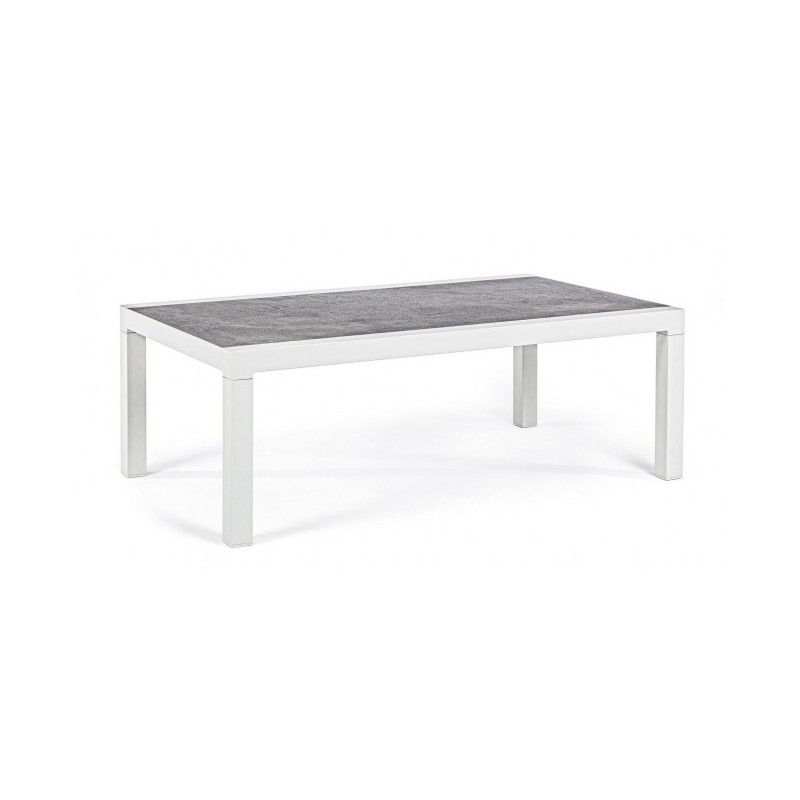 Tavolino per esterno in alluminio Bianco KLEDI LUNAR 120x70x h43 cm - Samnite