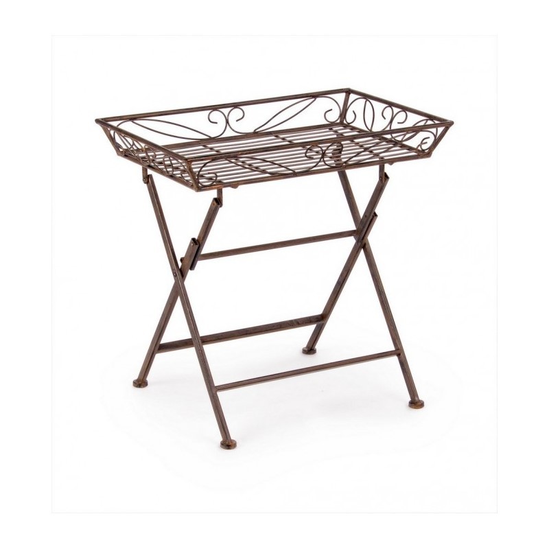 Tavolino rustico in metallo rettangolare marrone Melanie - Samnite