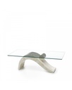 Tavolino trasparente-beige 70 cm x 120 cm H. 40 cm - Samnite