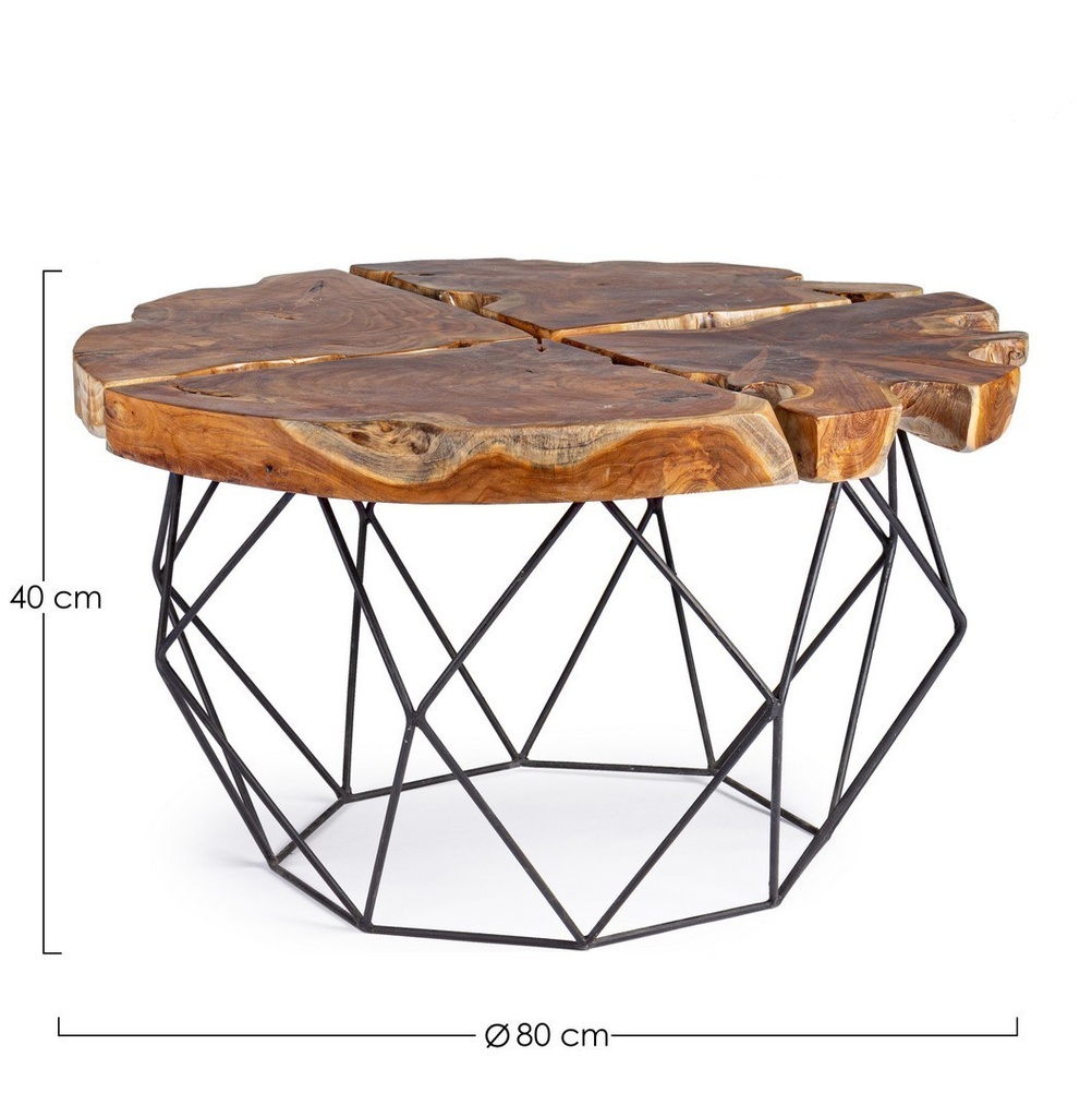 Tavolino vintage metallo e legno Adanya - Samnite