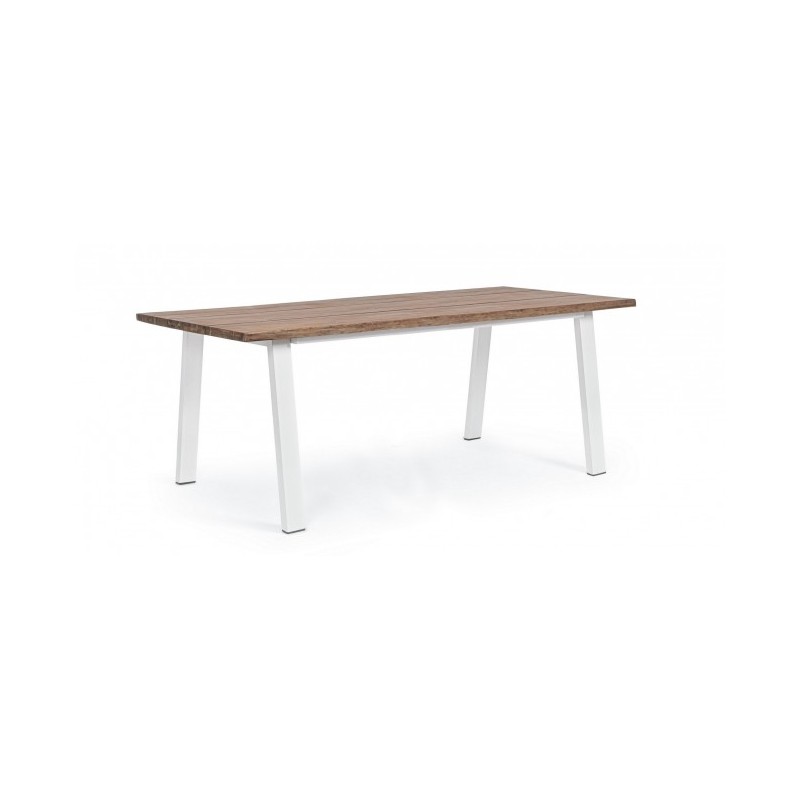 Tavolo Oslo da giardino Bianco-Naturale 100x200 cm - Samnite