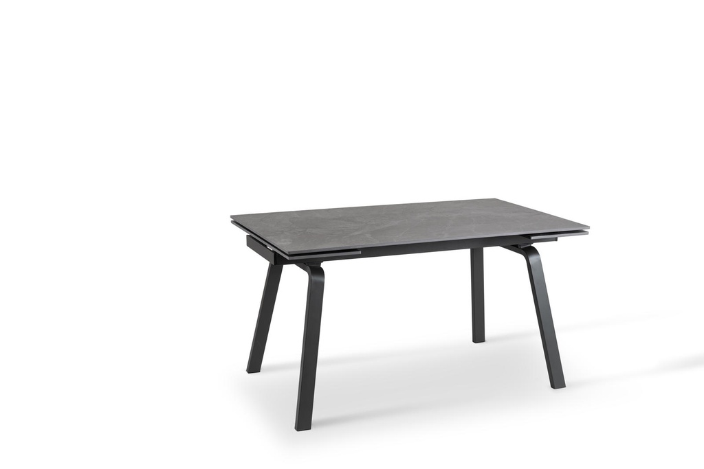 Tavolo allungabile con top in pietra effetto marmo nero 140/200x80x76h cm - Samnite