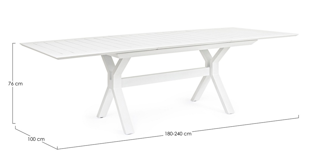 Tavolo allungabile giardino Kenyon bianco cm 180-240 x 100 - Samnite