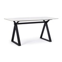Tavolo bianco acciaio e vetro effetto marmo stile design cm 160x90 - Samnite