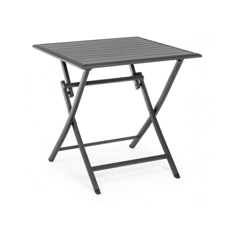 Tavolo da esterno pieghevole in alluminio Antracite ELIN 70x70x h71 cm - Samnite