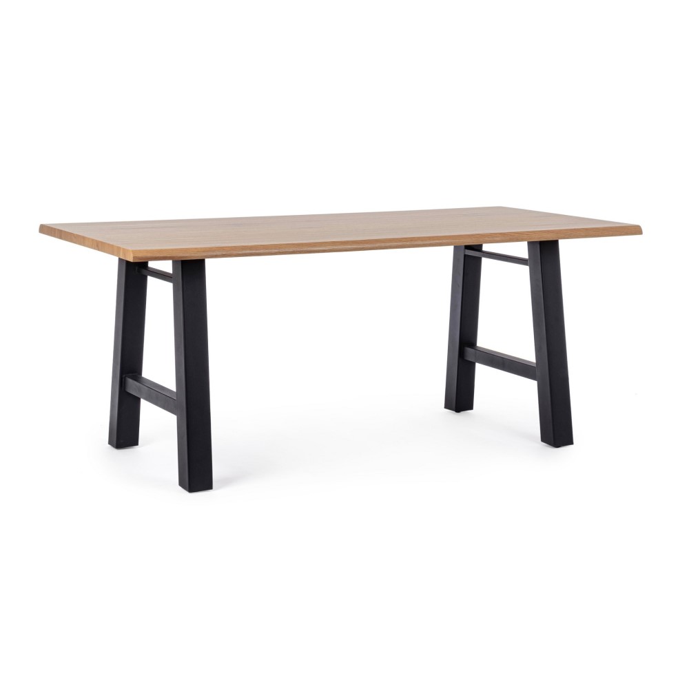 Tavolo nero in legno e acciaio stile industriale cm 180x90 - Samnite