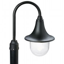 Testa-palo in termoplastico trasparente, diametro 60mm, altezza max lampada 150mm, IP43 nero - Samnite