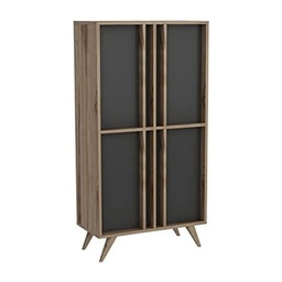 [S-FZ97130] Credenza alta 4 ante antracite noce 72x35x139h cm
