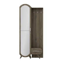 [97159] Ingresso noce con anta a specchio e cassetto Kerry   80x35xh.180 cm
