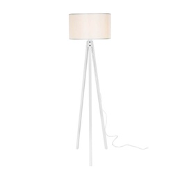 [S-FZ95908] Lampada a piantana treppiedi in legno e tessuto Bianco RODI 36x h136 cm