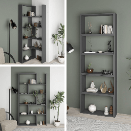 [98063] Libreria Wish estensibile angolare antracite 200h