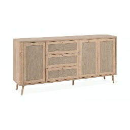 [S-FZ99105] Madia KUTA51A rovere sonoma 3 cassetti e 3 ante effetto rafia