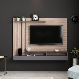 [97184] Parete porta tv noce particolari antracite 157x21xh.120 cm