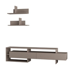 [96920] Porta tv con mensole a parete tortora 180x32x42h cm