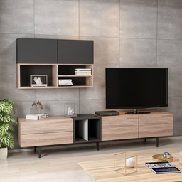 [S-FZ97182] Parete attrezzata  Diany 195 rovere antracite