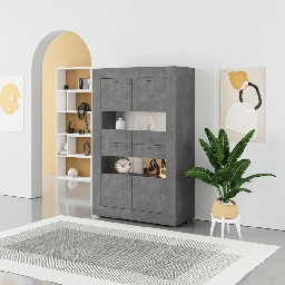 [95736] Vetrina credenza Fiesta 4 ante grigio cemento