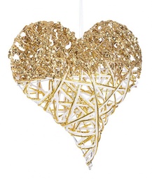[S-B0935126] 12x Pendaglio Cuore Glittery Bia