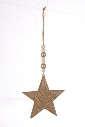 [S-B0923432] 12x Pendaglio Glitter Stella Champagne