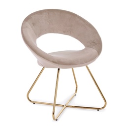 [S-B0735240] Poltrona Vanity in velluto tortora, gambe in oro - Dimensioni: 58x69x81 cm