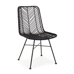 [S-B0671479] Sedia intrecciata in rattan nera Lorena - Dimensioni: 50x64x89 cm