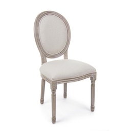 [S-B0743253] 2x Sedia bianco naturale in tessuto imbottito stile classico