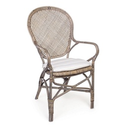 [S-B0671465] 2x Sedia con bracciolo in fibre naturali