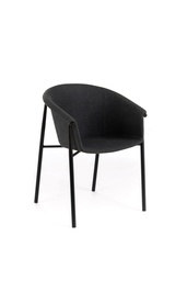 [S-OM/445/GS] Sedia elegante in tessuto grigio scuro con gambe in metallo nero, 58cm x 56cm x 79cm