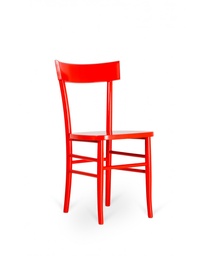 [S-OM/230/PE] Set di 4 sedie in legno laccato, colore verde e pesca, 48x39x80cm