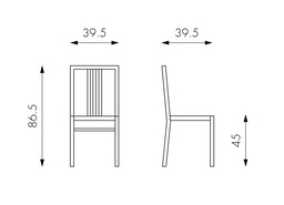 [S-OM/316/BI] Set di 4 sedie in legno laccato bianco, dimensioni 36.5x36.5x86.5 cm