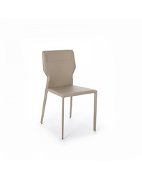 [S-OM/363/TO] Set di 4 sedie in similcuoio bianco, 56cm x 44cm x 86.5cm, con struttura in metallo