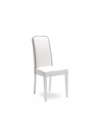 [S-OM/314/BI] Sedia in similpelle bianca con schienale grigio e gambe in legno, 59cm x 46cm x 99cm