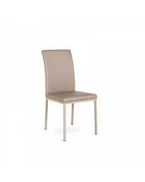 [S-OM/205/T] Set di 4 sedie in similpelle tortora con struttura in metallo, 42x43x91cm