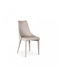 [S-OM/192/GC] Set di 4 sedie in similpelle bianca, struttura in metallo, colore grigio chiaro, 46x46x91cm