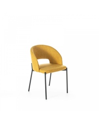 [S-OM/393/SGI] Set di 4 sedie in tessuto giallo con struttura in metallo antracite, 52cm x 55.5cm x 78.5cm